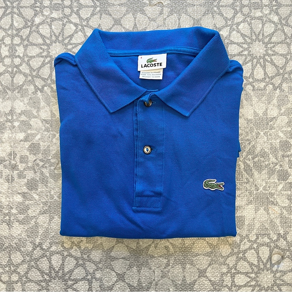 MENS Lacoste Pique Polo Collared Shirt BLUE SZ 4